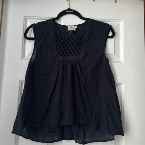 Anthropologie HD in Paris lattice top sleeveless black XSP 100% cotton - Picture 2 of 4